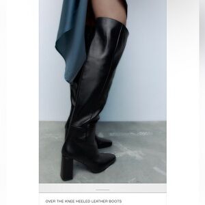 Zara tall 100% leather boots . New
